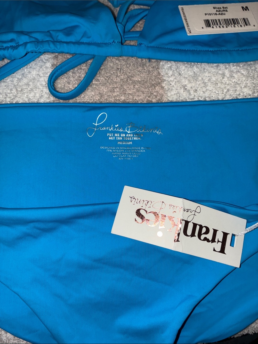 Frankie’s Bikinis Shea Azure Blue Bikini Set NWT size Medium - Picture 4 of 7